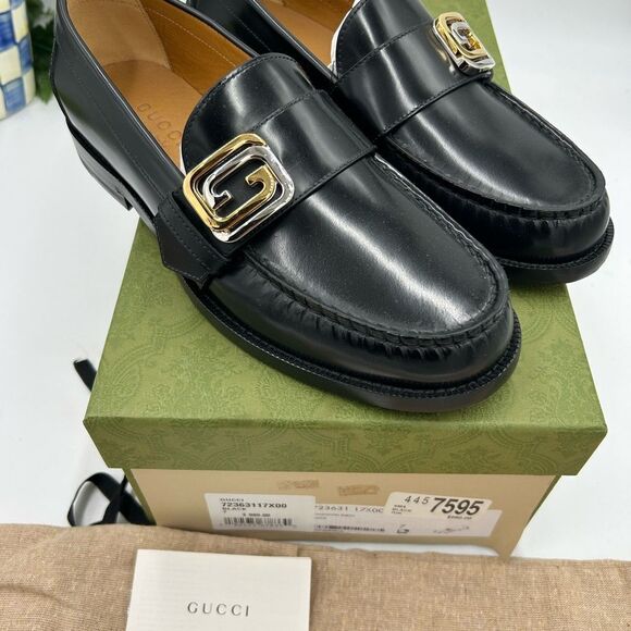 Men’s Gucci interlocking G leather loafers size 7 fits eight US made in Italy - Picture 3 of 7